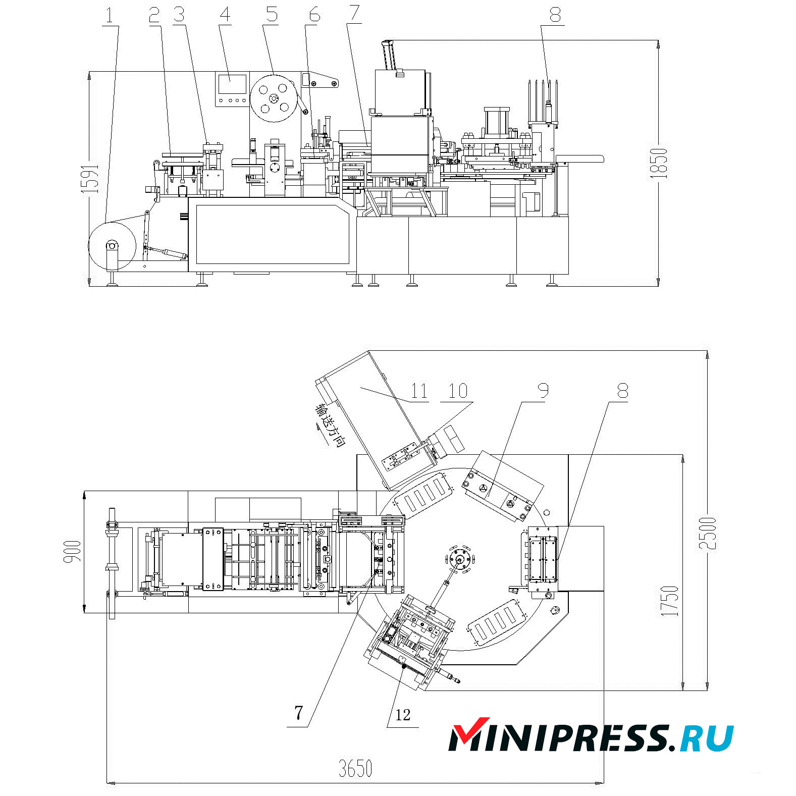 Автоматическая роторная блистерная машина для упаковки ПВХ+картон NZ-35