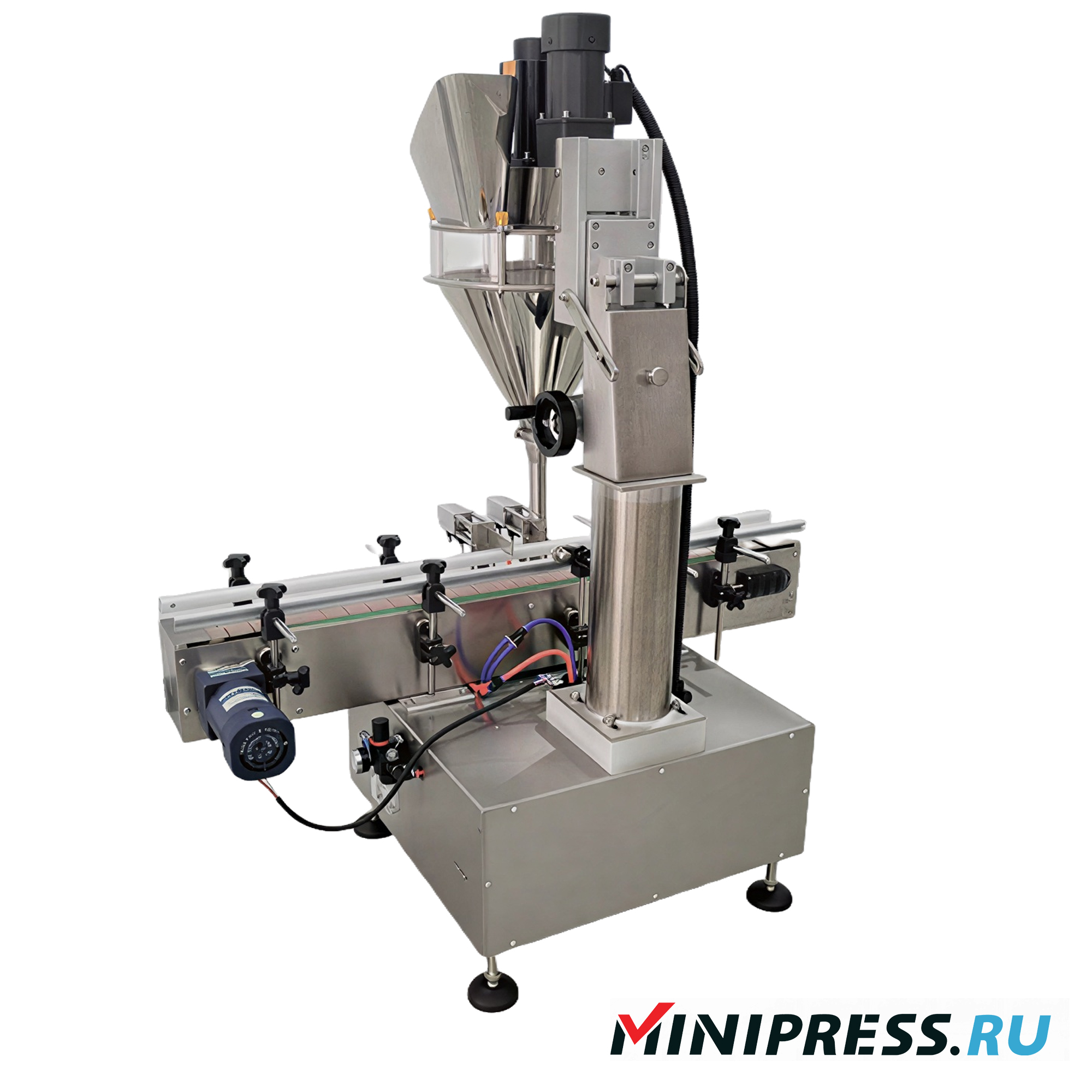 Машина для дозирования и фасовки порошков с транспортером SP-16 Minipress.ru Машина для дозирования и фасовки порошков с транспортером SP-16