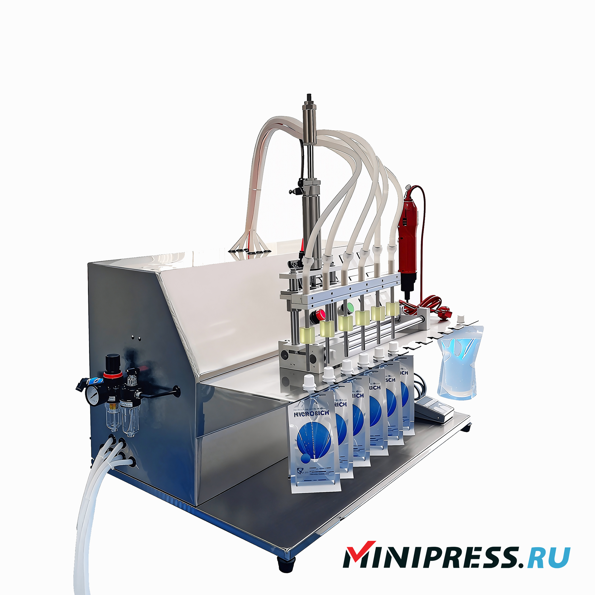 Настольная машина группового розлива в дойпак пакеты с винтовой крышкой RB-30