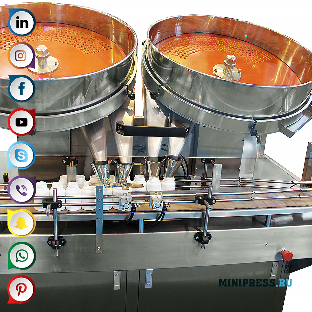 Machine with two rotating discs for counting and filling tablets and gelatin capsules