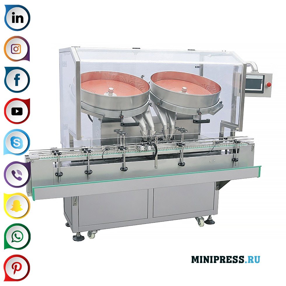 Machine with two rotating discs for counting and filling tablets and gelatin capsules