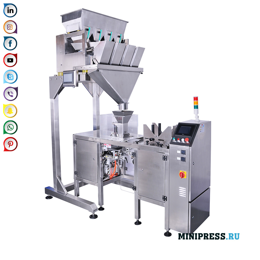 Equipment for filling and packaging in doy-pack packages of any products