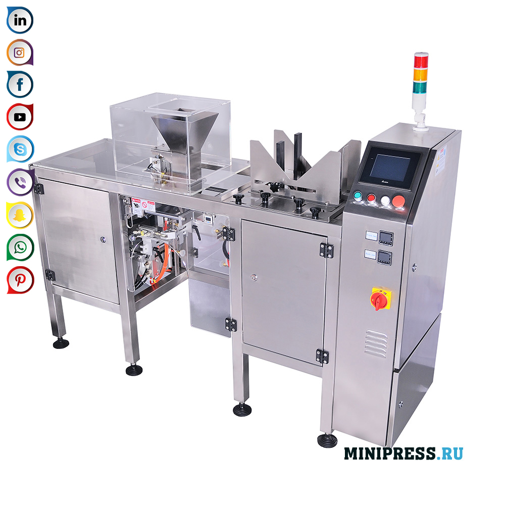 Equipment for filling and packaging in doy-pack packages of any products