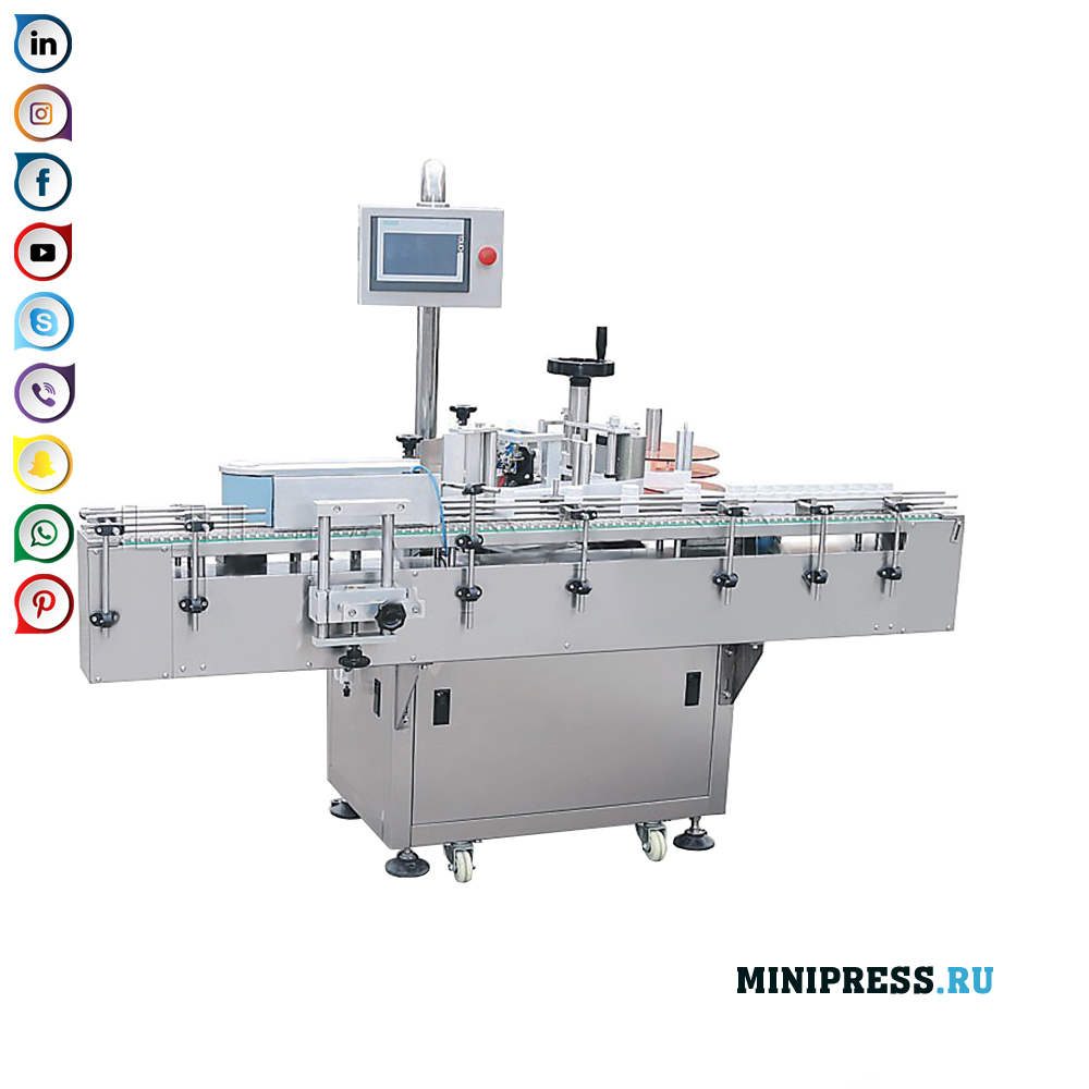 Labeling machine for single or double-sided labeling of glass and plastic bottles