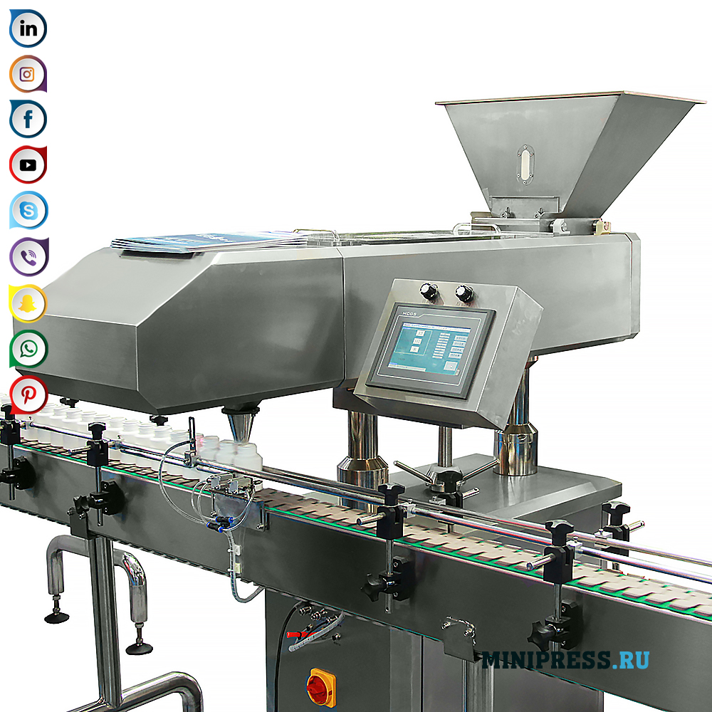 Automatic machine with vibration system for counting and filling tablets and capsules