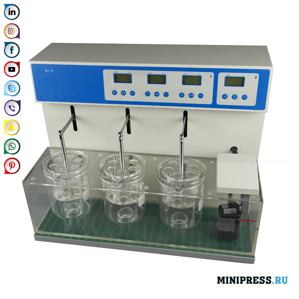Disintegration tester to monitor the process of solid disintegration in the laboratory