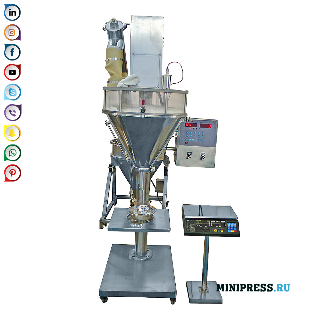 Semi-automatic dosing machine for auger supply of hard-flowing powders