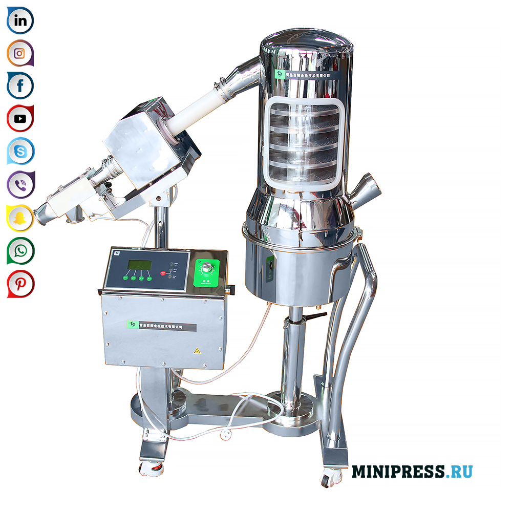 Dust removal and tablet feeding equipment with metal detector testing
