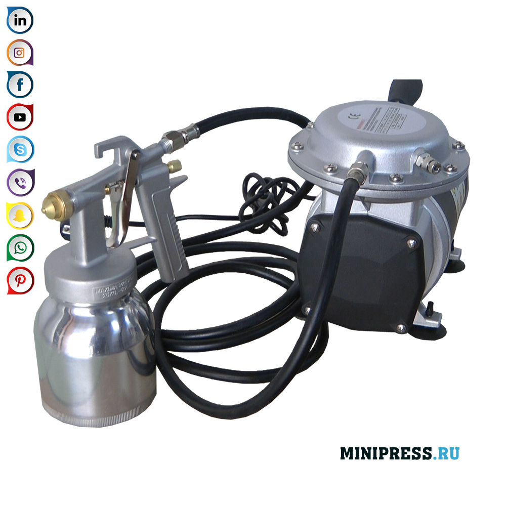 Spray gun with compressor for airbrushing and coating