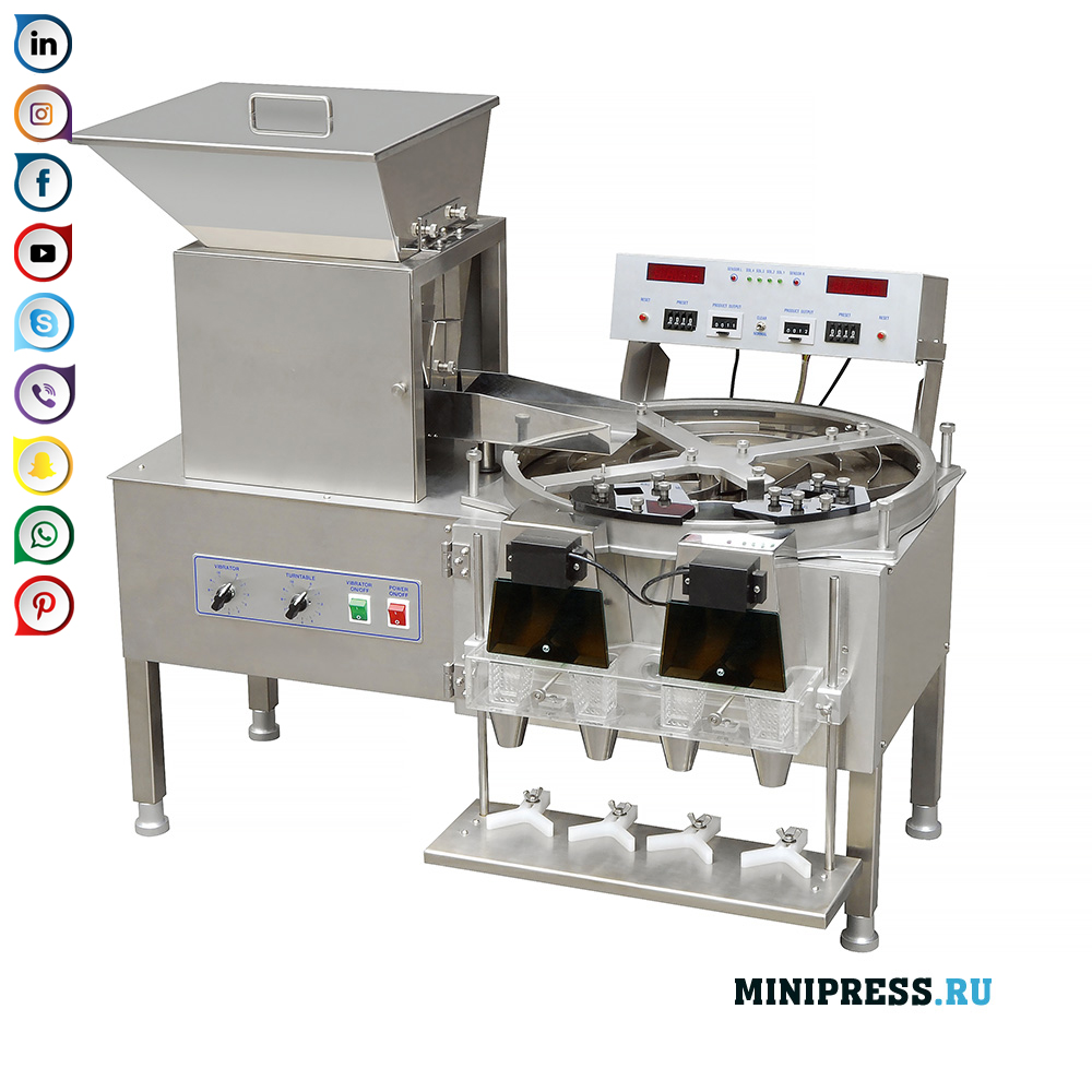 Pharmaceutical equipment for counting and filling gelatin capsules and tablets