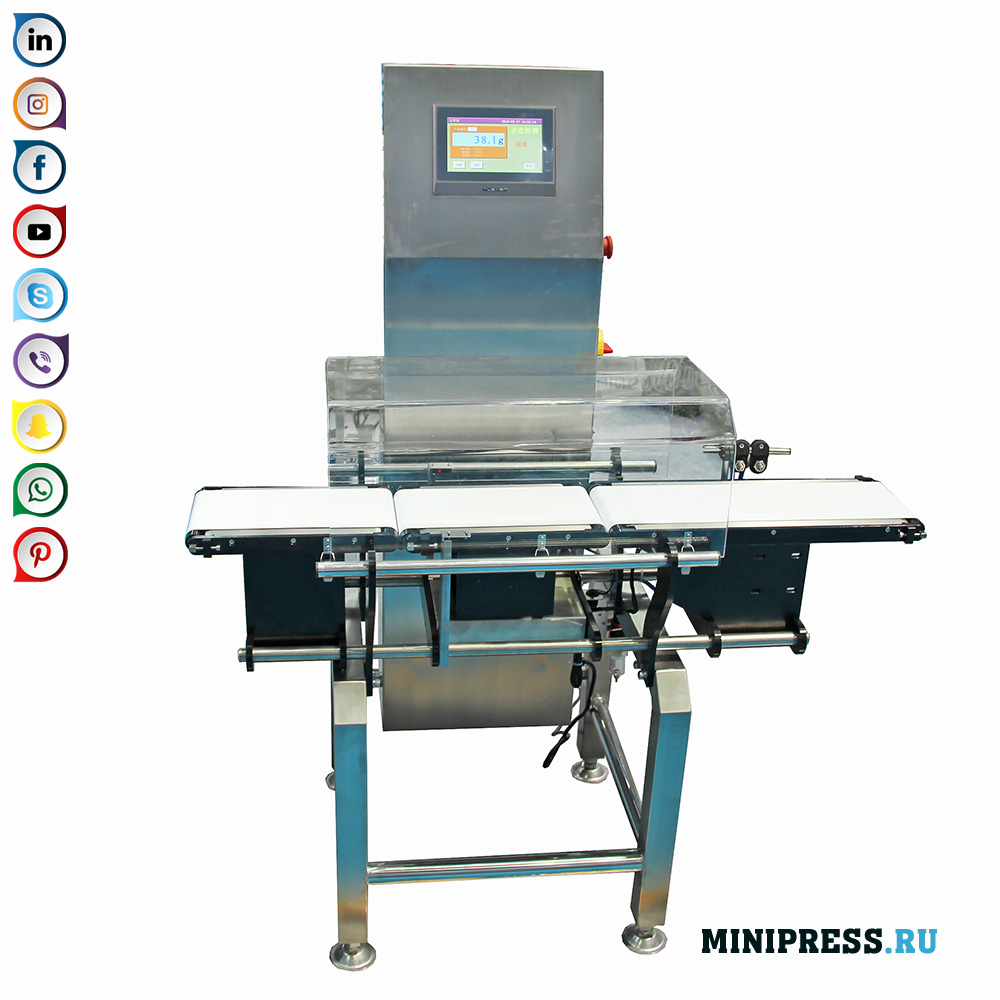 Equipment for controlling the weight of goods on a conveyor belt