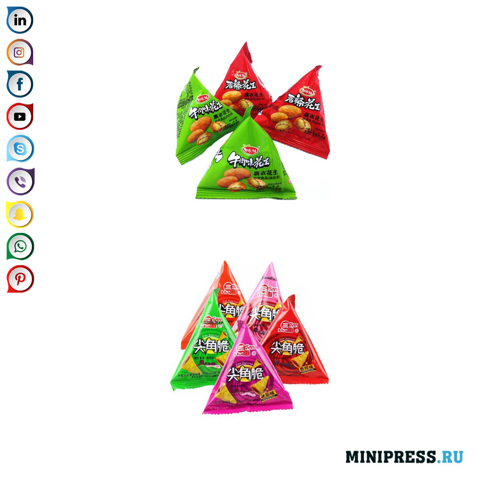 Food packaging in a triangular bag