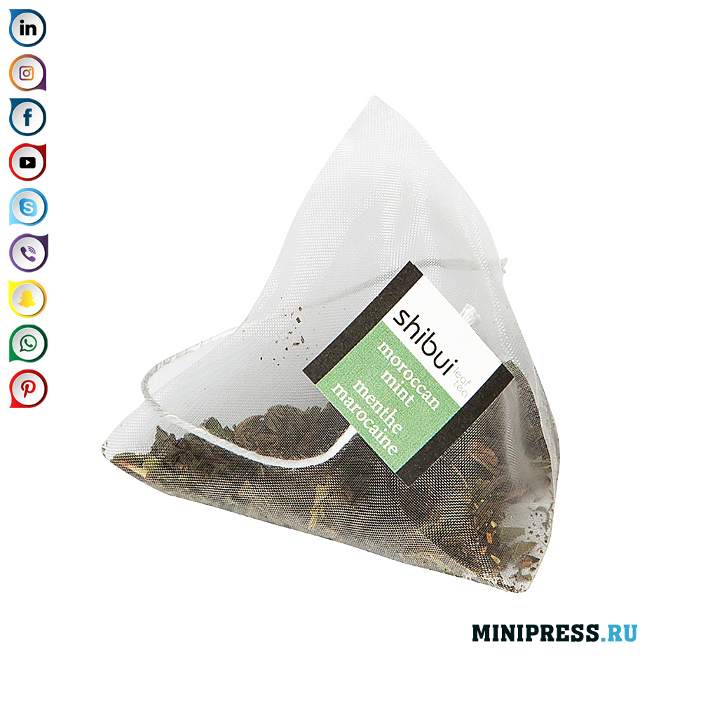 Ausrüstung zum Abfüllen und Verpacken von Tee in einer Pyramide und einem Umschlag