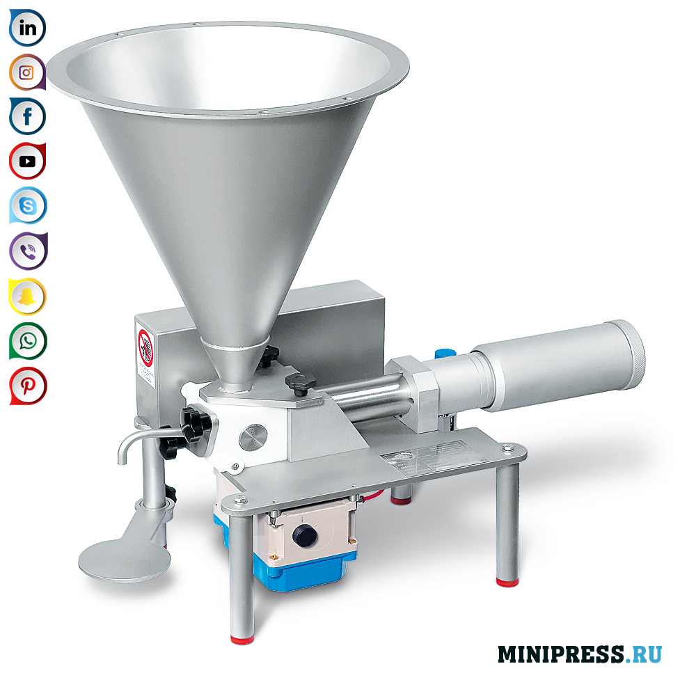 Пневматска машина на врвот на бенч за дистрибуција на течности, креми и мази.