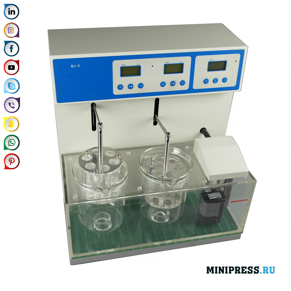 Utstyr for testing av disintegrering av faste stoffer i farmasøytisk produksjon