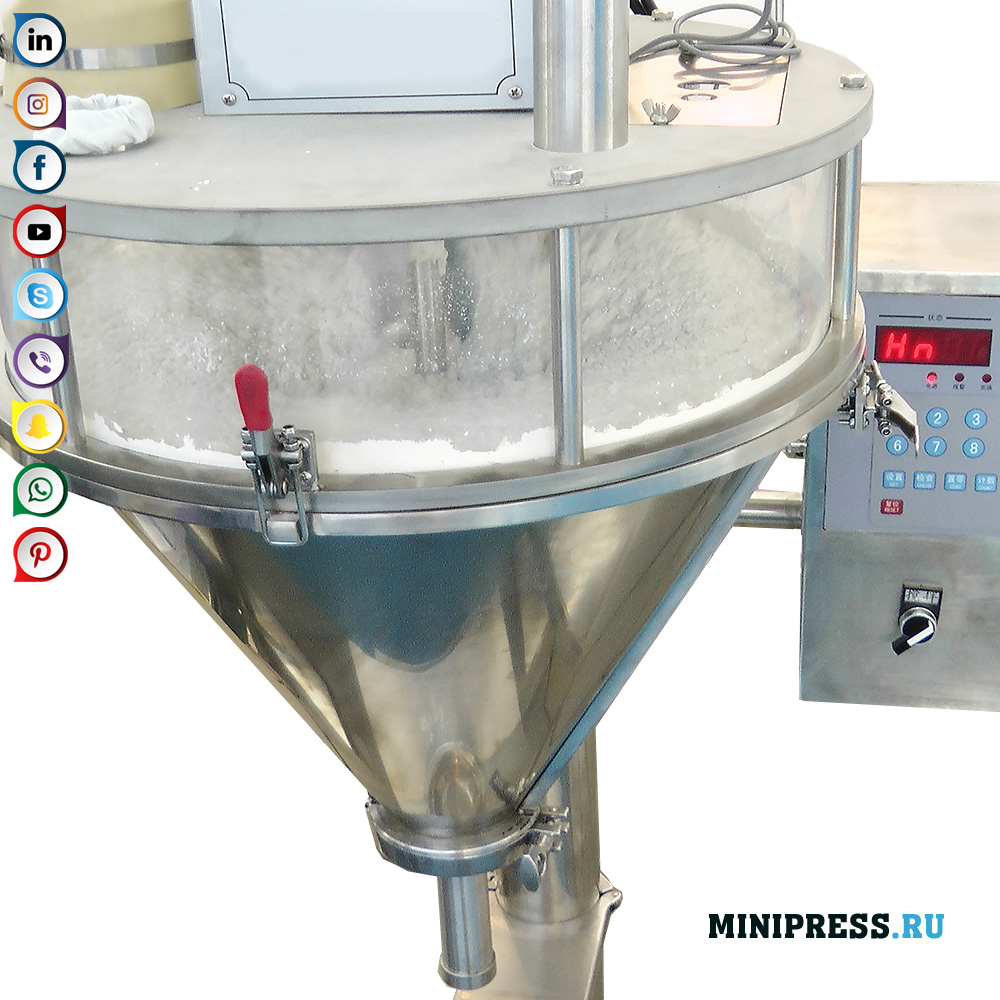 Halvautomatisk doseringsmaskin for skrueforsyning av hardflytende pulver
